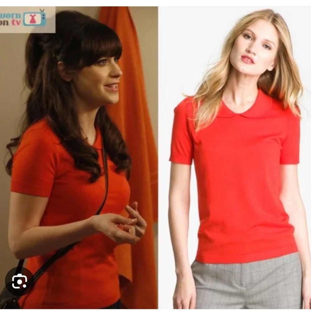 Rare Kate Spade Aqua Peter Pan Collar Short Sleeve Sweater ASO Zooey Deschanel S